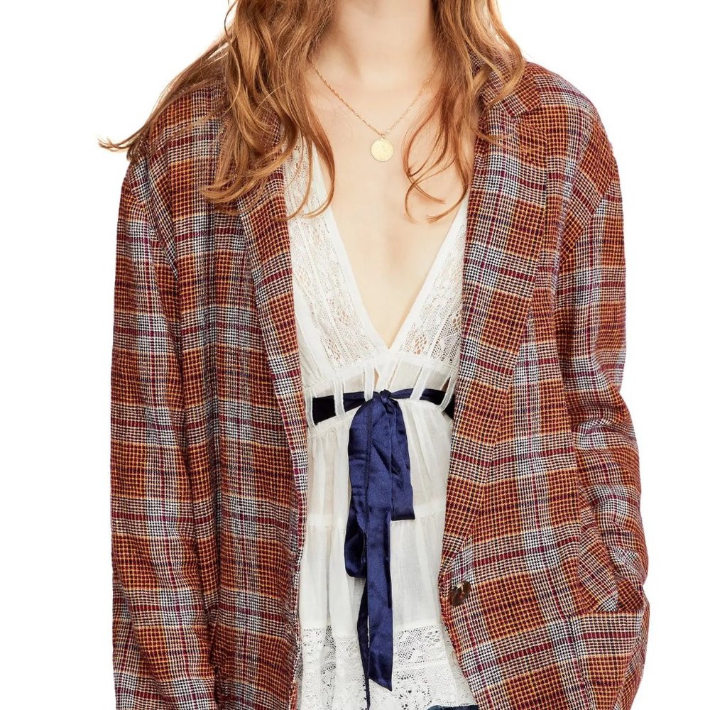 Free People Simply Plaid Blazer